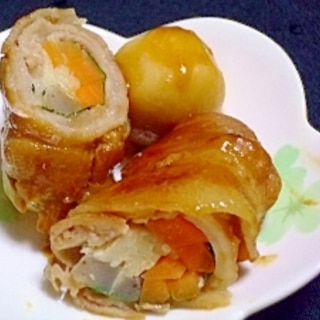 生姜風味の甘辛タレё豚バラ野菜巻き